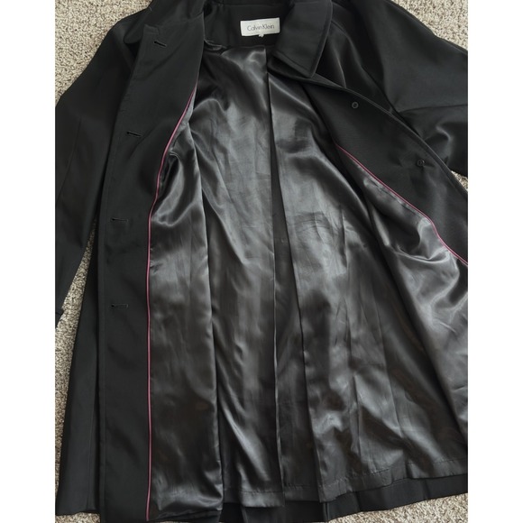 Calvin Klein Black Lined Swing Raincoat Dress Coat Winter Jacket Sz 14 Chest 47 - Picture 13 of 15